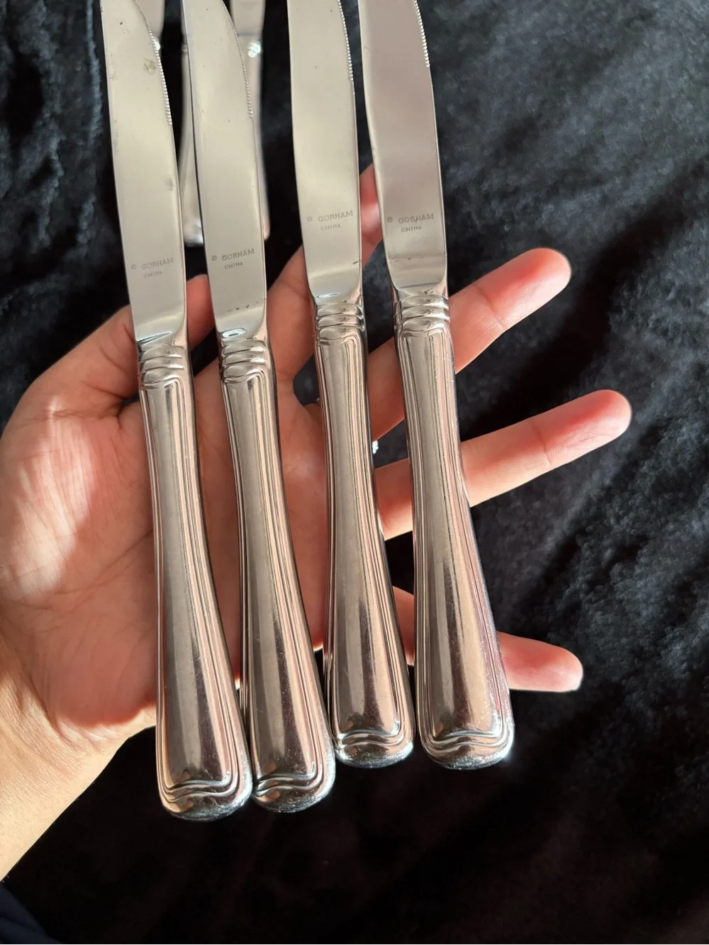 7 Piece Gorham MONET Dinner Knives Set Stainless Steel Glossy 9” Flatwear